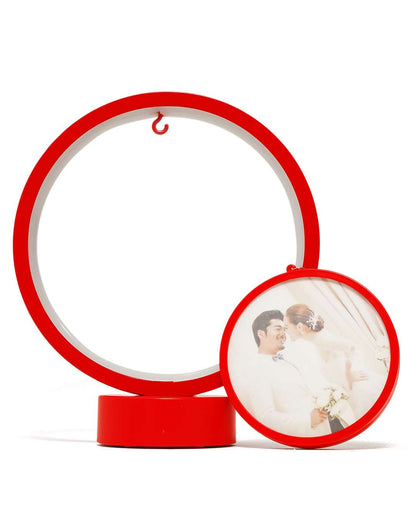 LED MDF Rotating Lamp Double Round Shape Photo Lamp  | Red