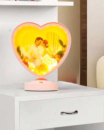 Heart Shape Magic Mirror Light Frame -  | Pink  25