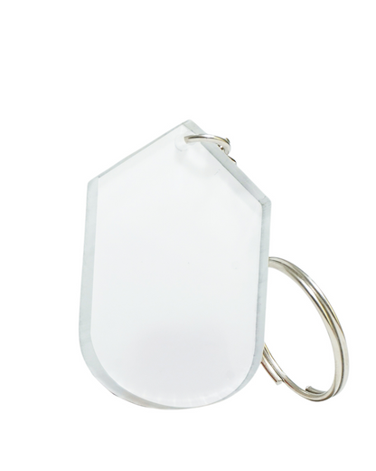 Hexa Shape Polymer Key Chain  | White