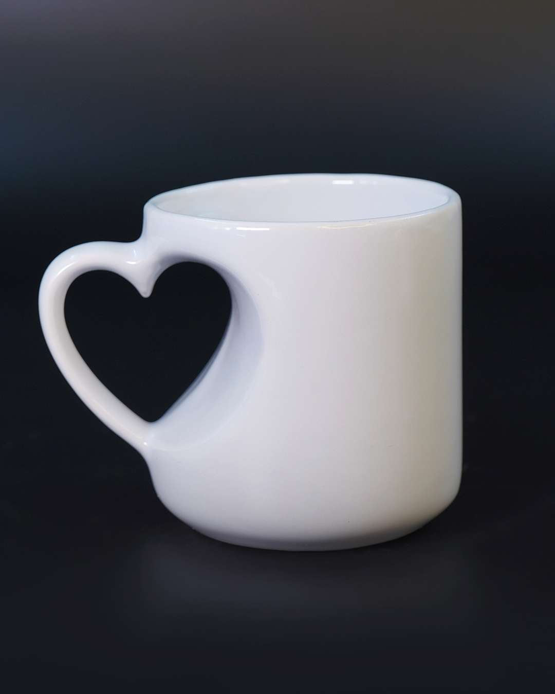 6oz White Color Heart Cut Shaped Mug  | White