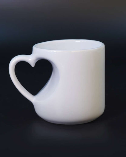 6oz White Color Heart Cut Shaped Mug  | White