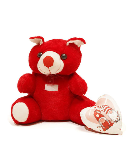 Teddy Bear Love Heart-Shaped Pillow – Personalized with your photo or text | Red