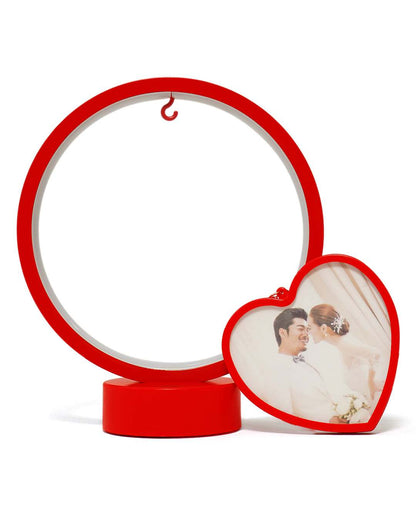 LED MDF Rotating Lamp Round & Heart Shape Photo Lamp   | Red