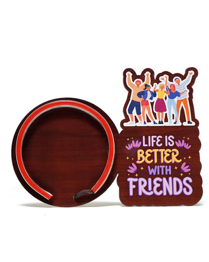 Life is Better with Friends Customized Photo Printed Neon Table Frame -| Dark Brown