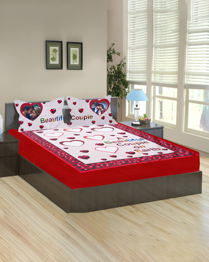 Customized Photo Printed Double Bed Sheet with Pillow Covers