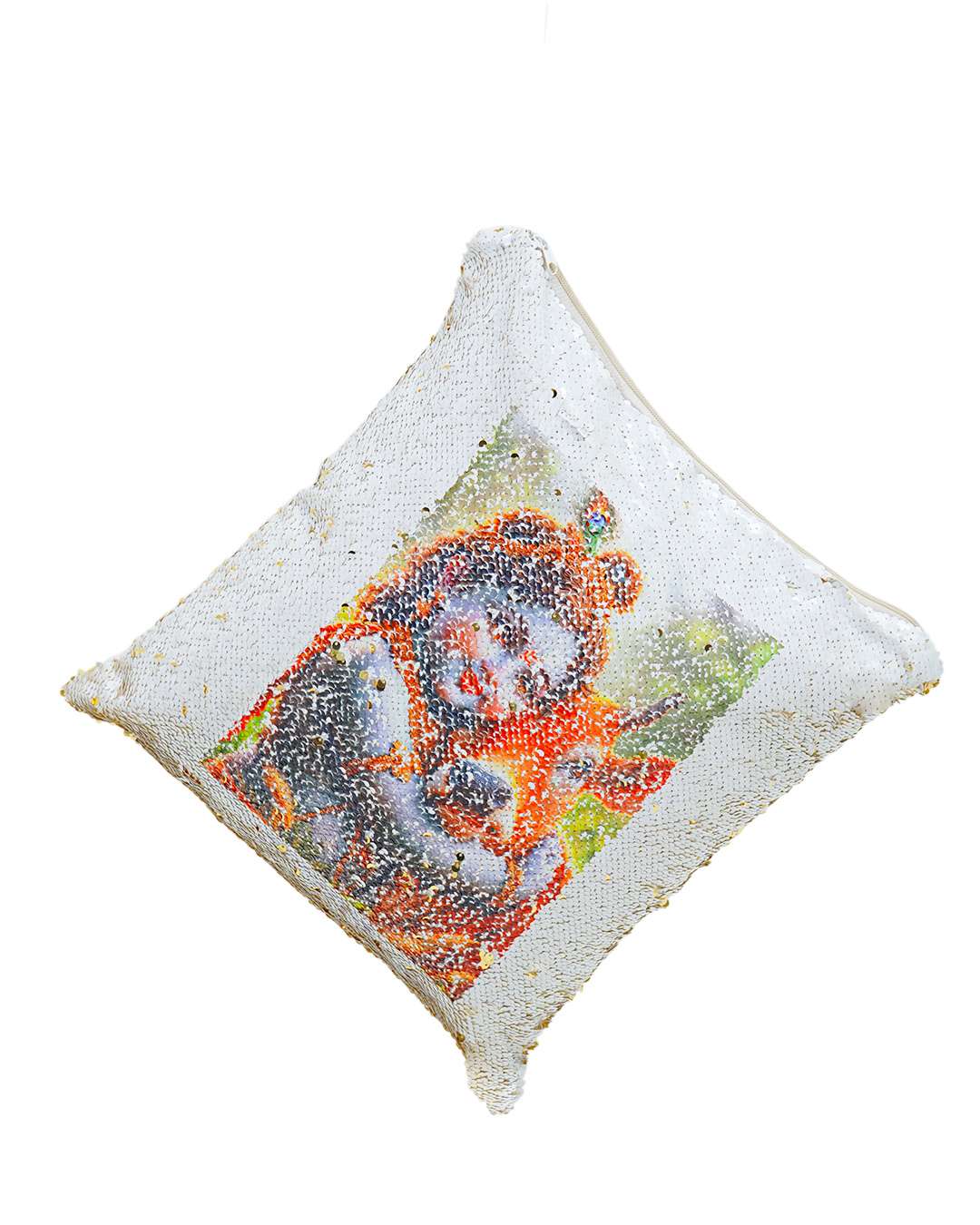 Magic Photo Square Shaped  Double Fenced Pillow – Personalized with your photo or text | White