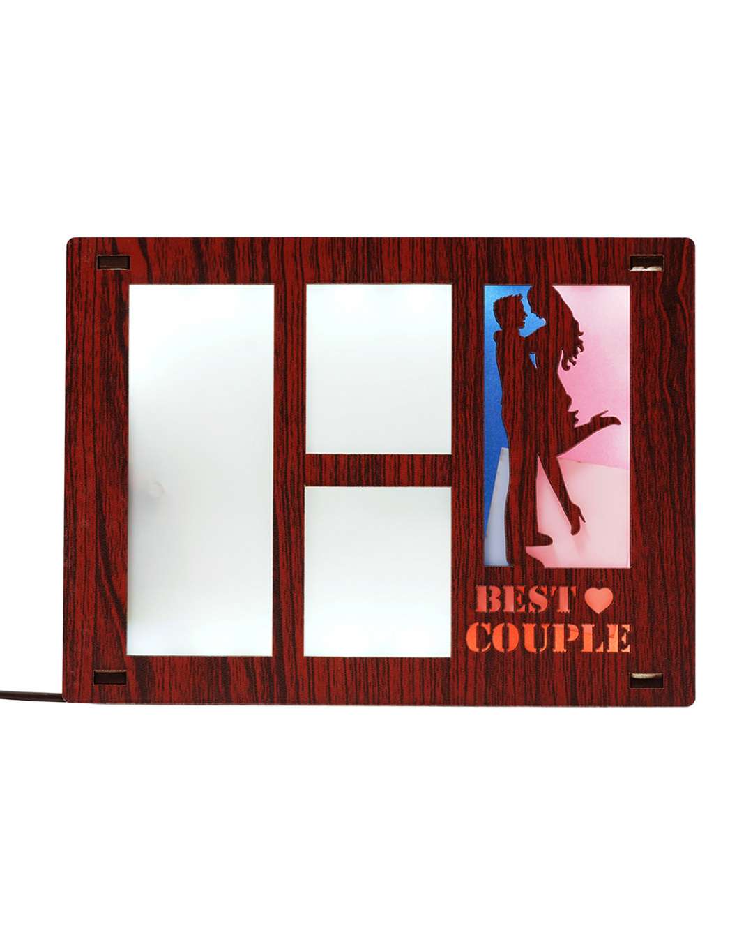 Best Couple Light Frame Photo Collage with three Pic - | Brown