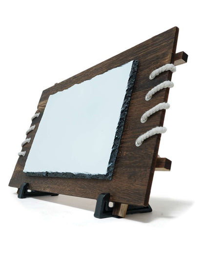 Customized Blank Rock Slate Set with designed frame and Display Stand | White