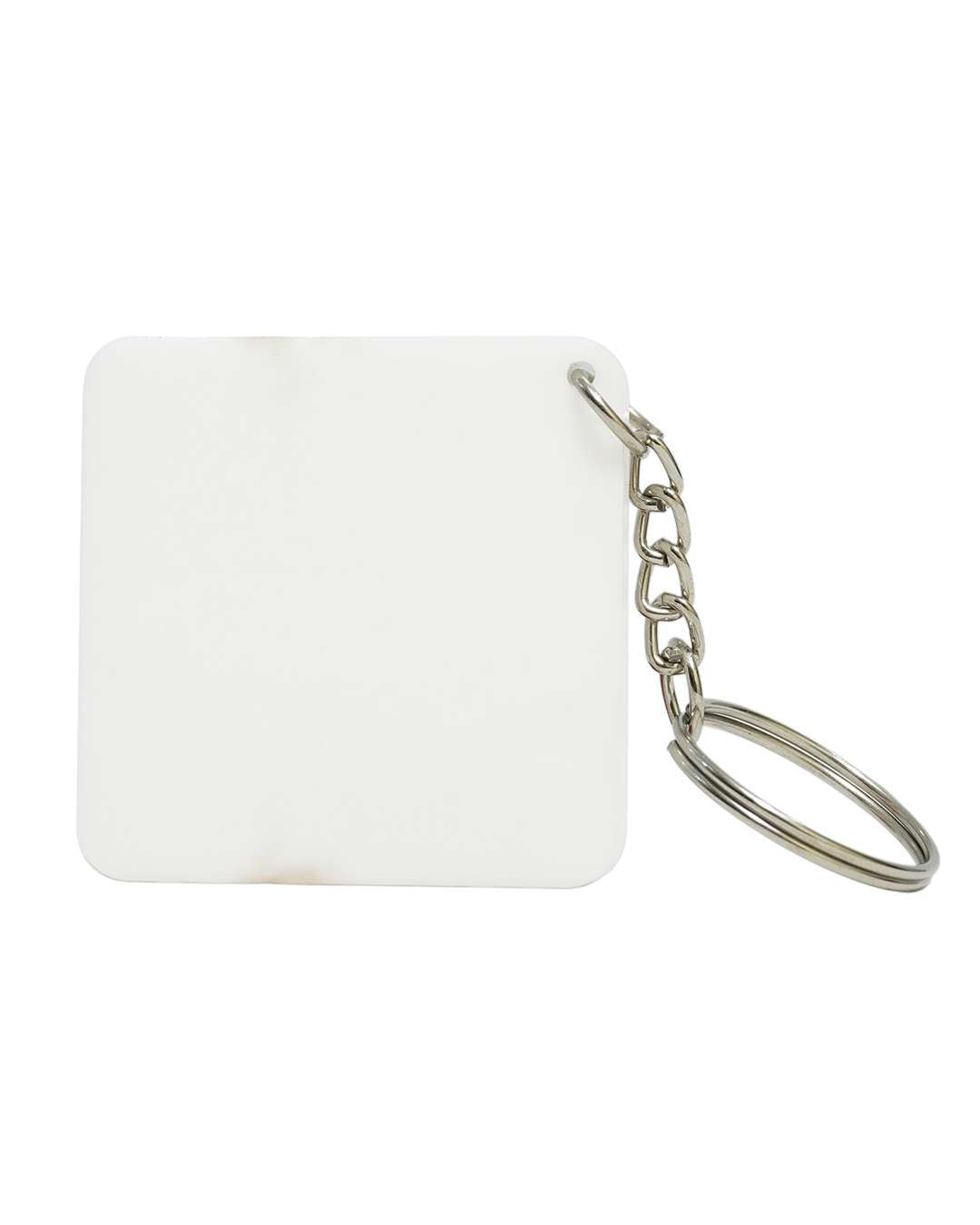 Square Shape Polymer Key Chain   | White