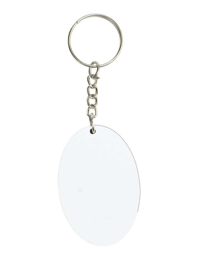 Oval Shape MDF Key Chain  | White