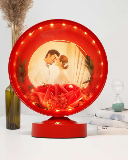 LED MDF Rotating Lamp Round Shape Photo Lamp | Red