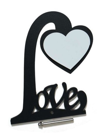 "Love with Heart" – Wooden Photo Standee    | Black Brown