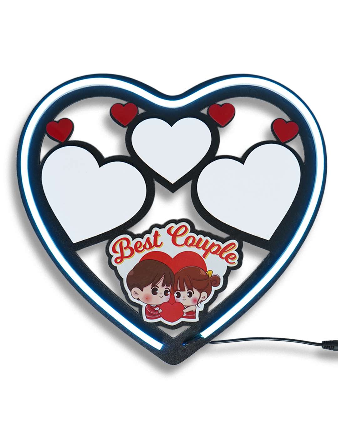 Best Collage Couple LED Photo Frame Heart Shape | White