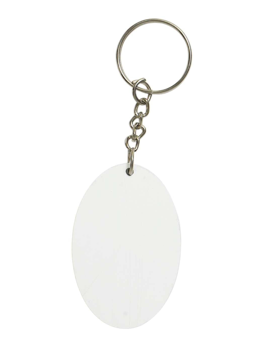 Oval Shape Polymer Key Chain | White