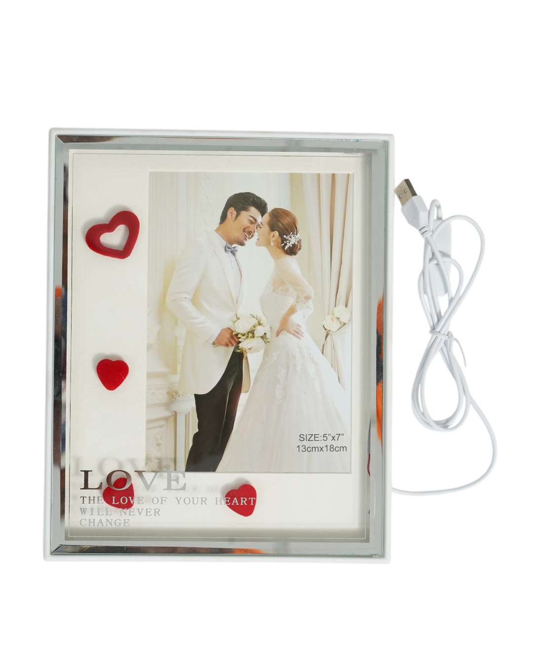 Crystal Photo Frame With LED Light Night Lamp  | White