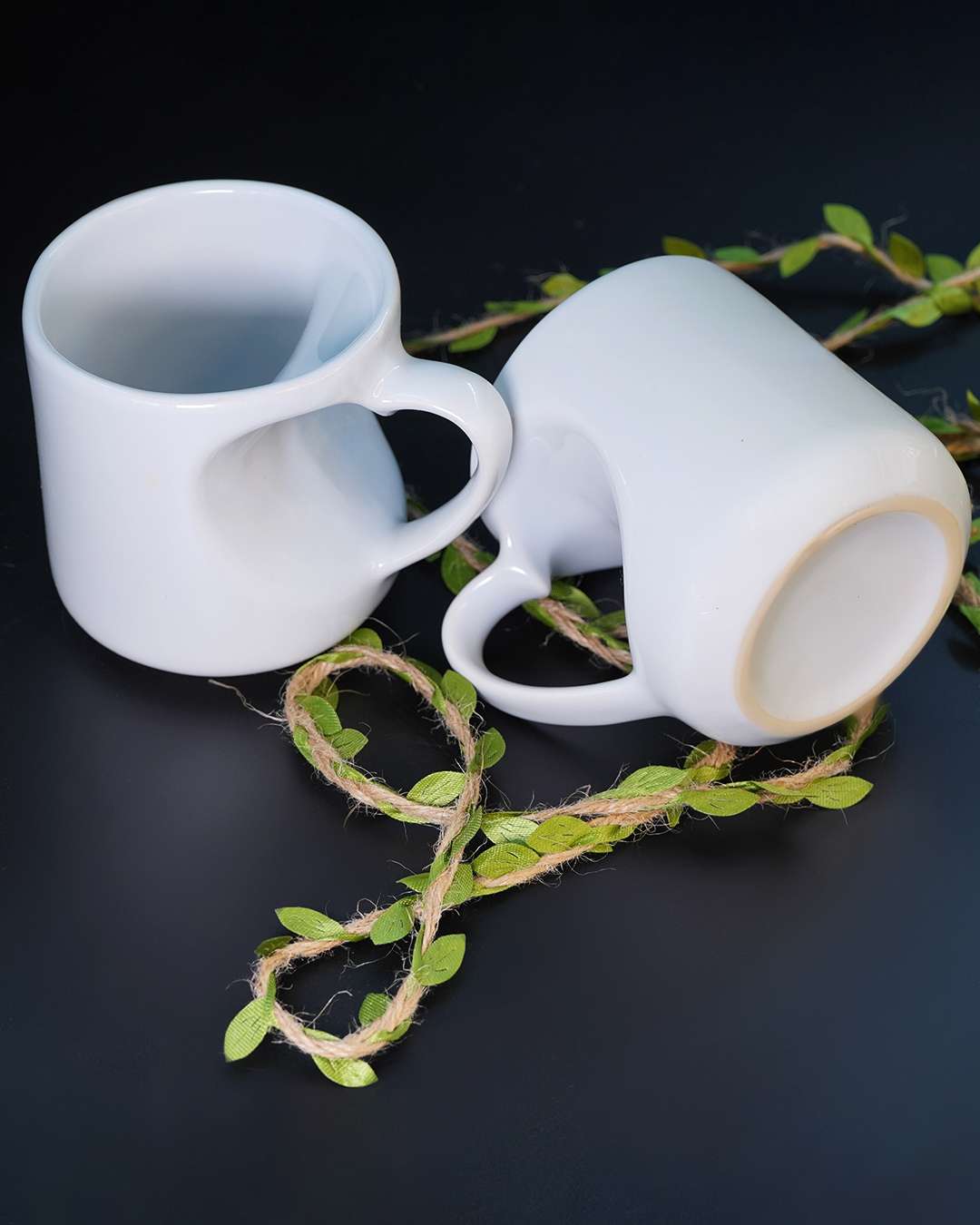 6oz White Color Heart Cut Shaped Mug  | White