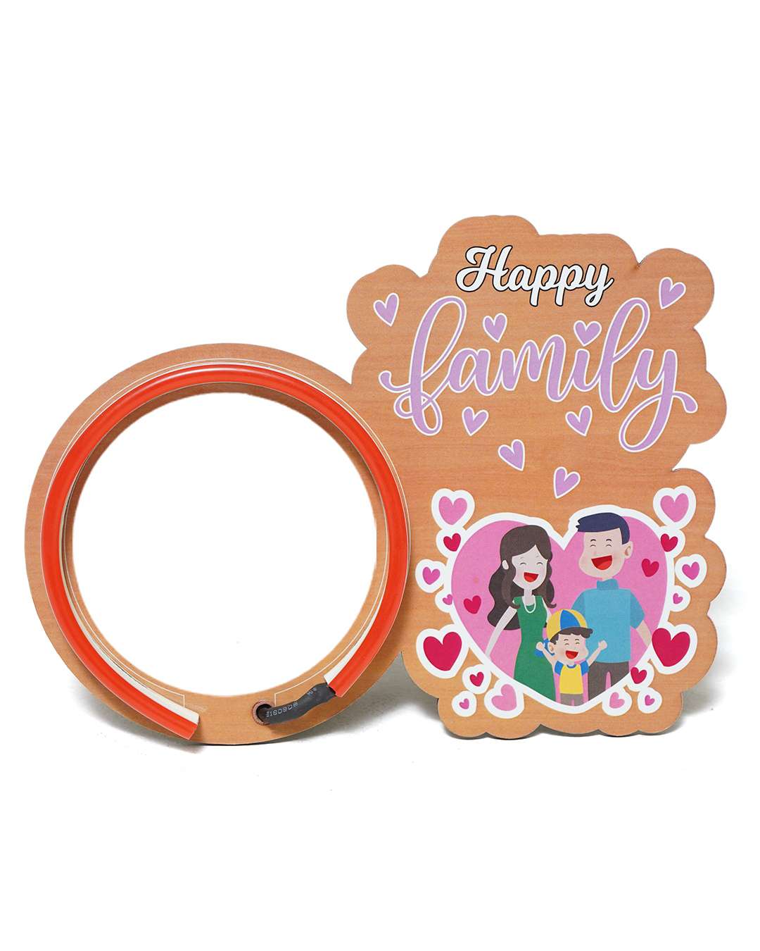 Happy Family Neon Table Frame  | Brown