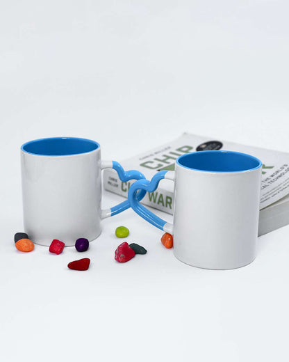 Heart Handle Inner Color Mug  | Blue