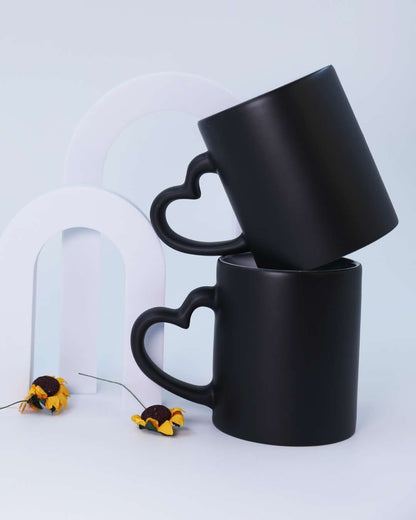 Black Mug in Heart Shape  | Black