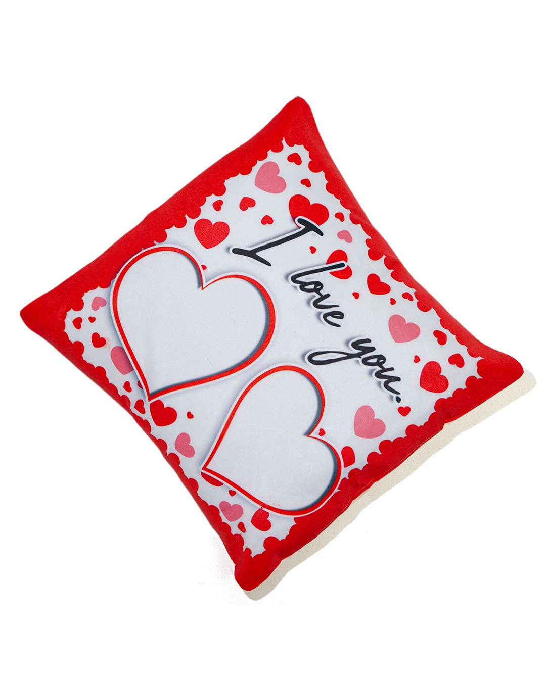 I love you Sqaure Shaped Pillow – Personalized with your photo or text | Red