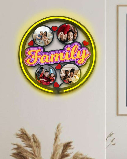 Family Wall Hanging Light Frame with 4 Pictures   | Multi