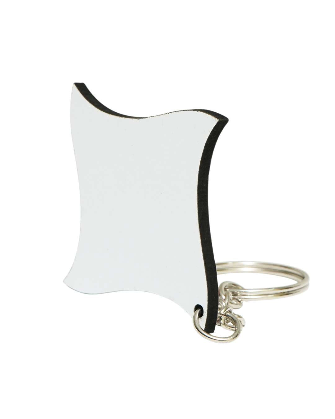 Curved Square Shape Polymer Key Chain | White