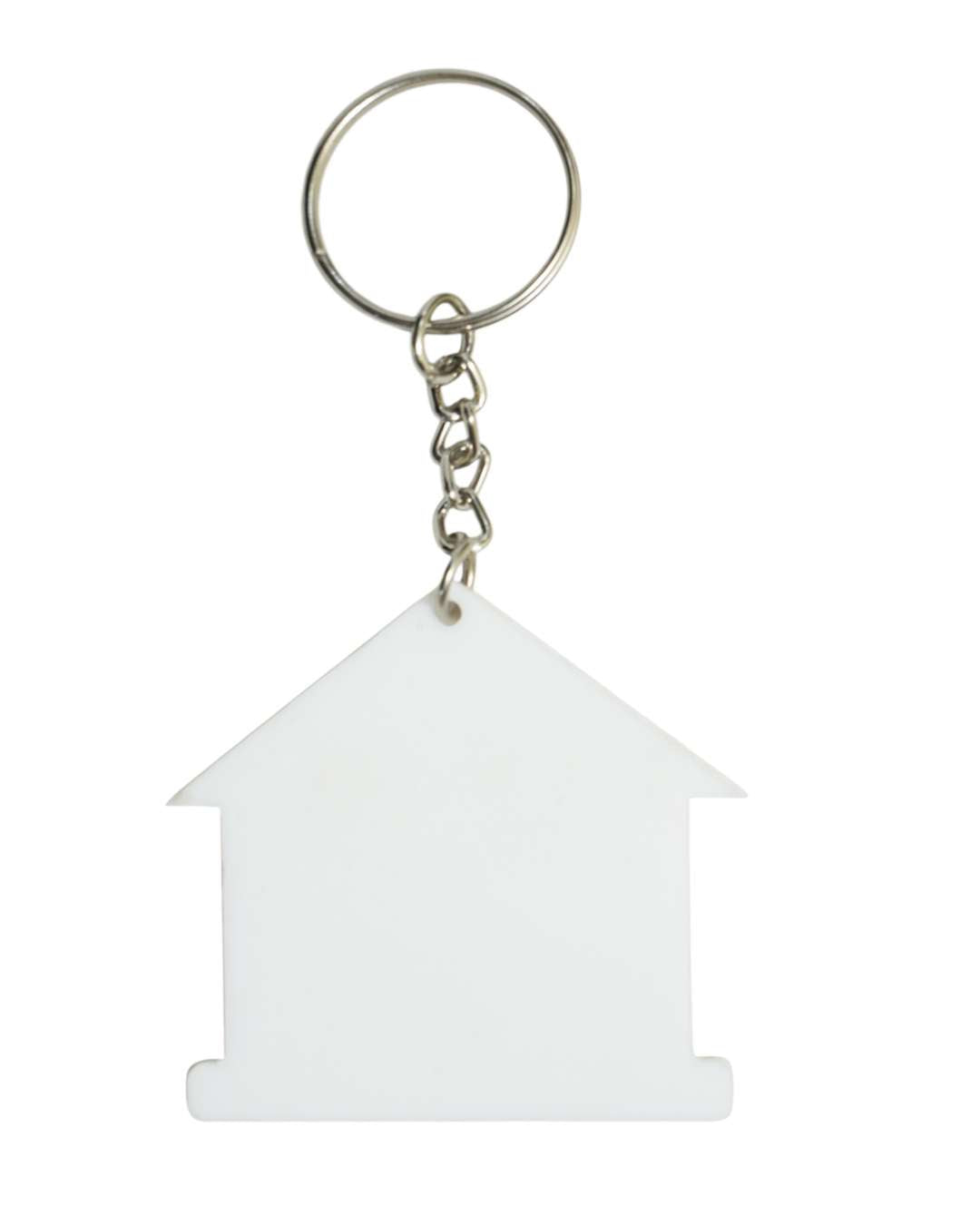 Home Shape Polymer Key Chain  | White