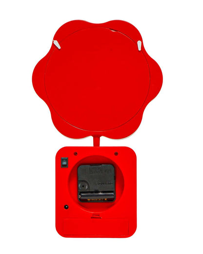 Flower Shape Magic Mirror Light Frame with Clock  | Red