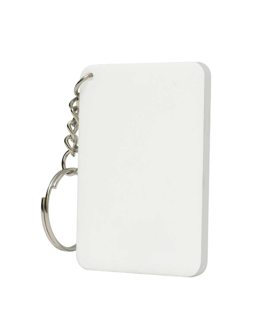 Oval Shape MDF Key Chain   | White
