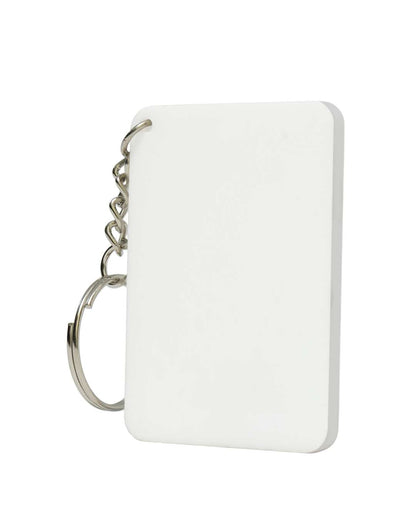 Oval Shape MDF Key Chain   | White