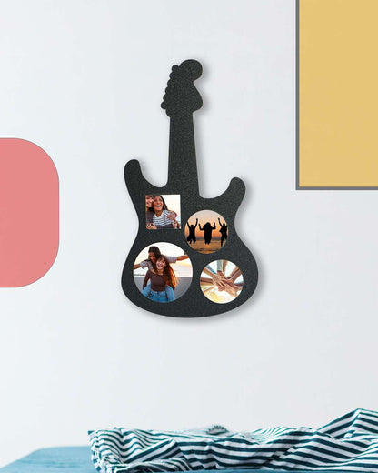 Guitar-Shaped Laser-Cut Wooden Photo Frame – Sublimation Photo Frame |  Black