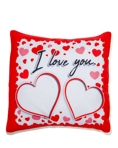 I love you Sqaure Shaped Pillow – Personalized with your photo or text | Red