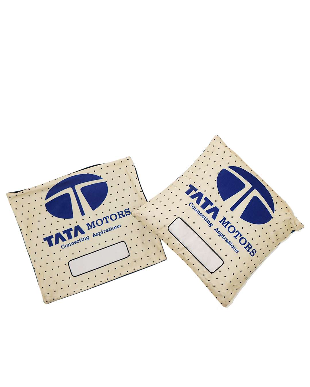 Tata Print Cushion Pillow (Pack of 2) – Personalized with your photo or text | White and Blue