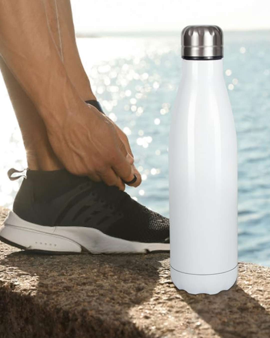 Bamboo Blank Water Bottle 500ml | White