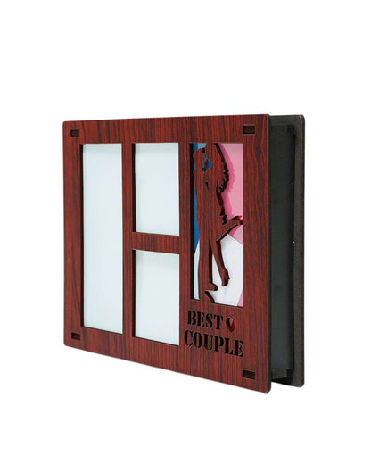 Best Couple Light Frame Photo Collage with three Pic - | Brown