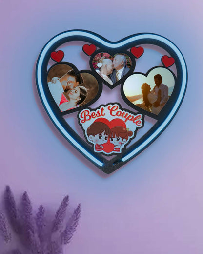Best Collage Couple LED Photo Frame Heart Shape | White