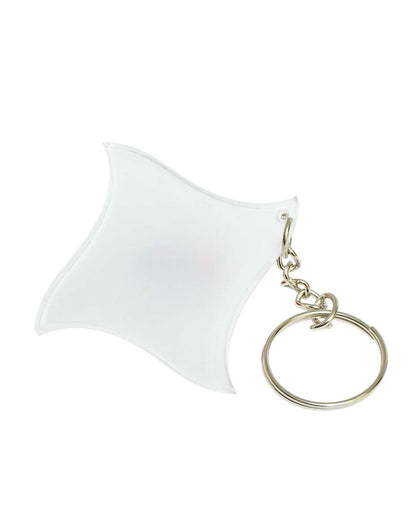 Curved Square Shape Polymer Key Chain | White