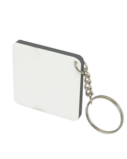Square Shape Polymer Key Chain   | White