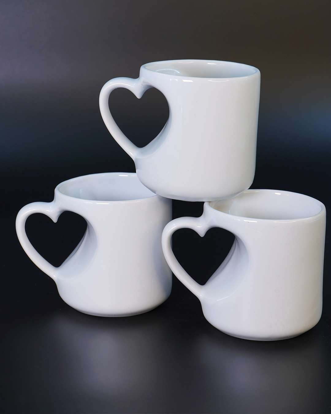 6oz White Color Heart Cut Shaped Mug  | White