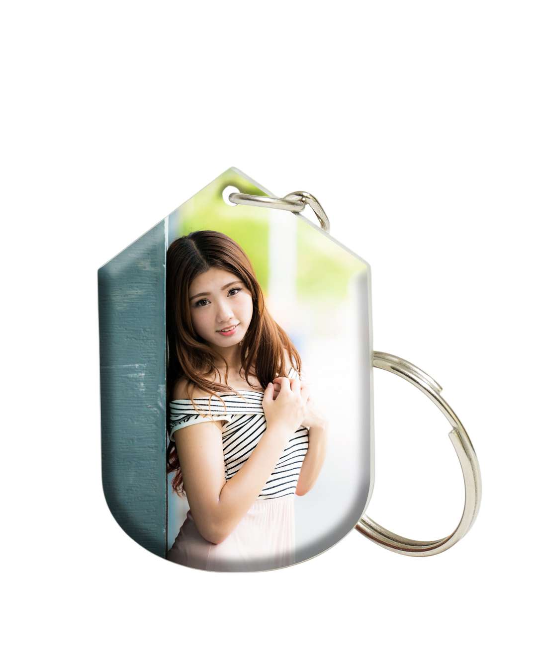 Hexa Shape Acrylic Key Chain | White