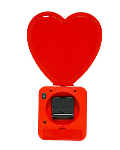 Heart Shape Magic Mirror Light Frame with Clock   | Red
