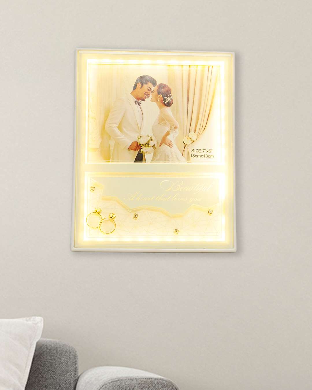 Couple Ring Design Imported LED Frame  | White