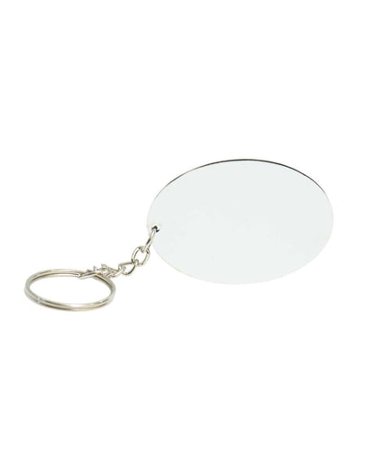 Oval Shape MDF Key Chain  | White