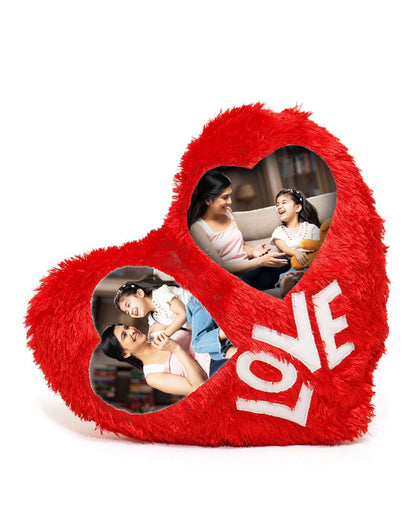 Double Heart Shaped Pillow – Personalized with your photo or text | Red
