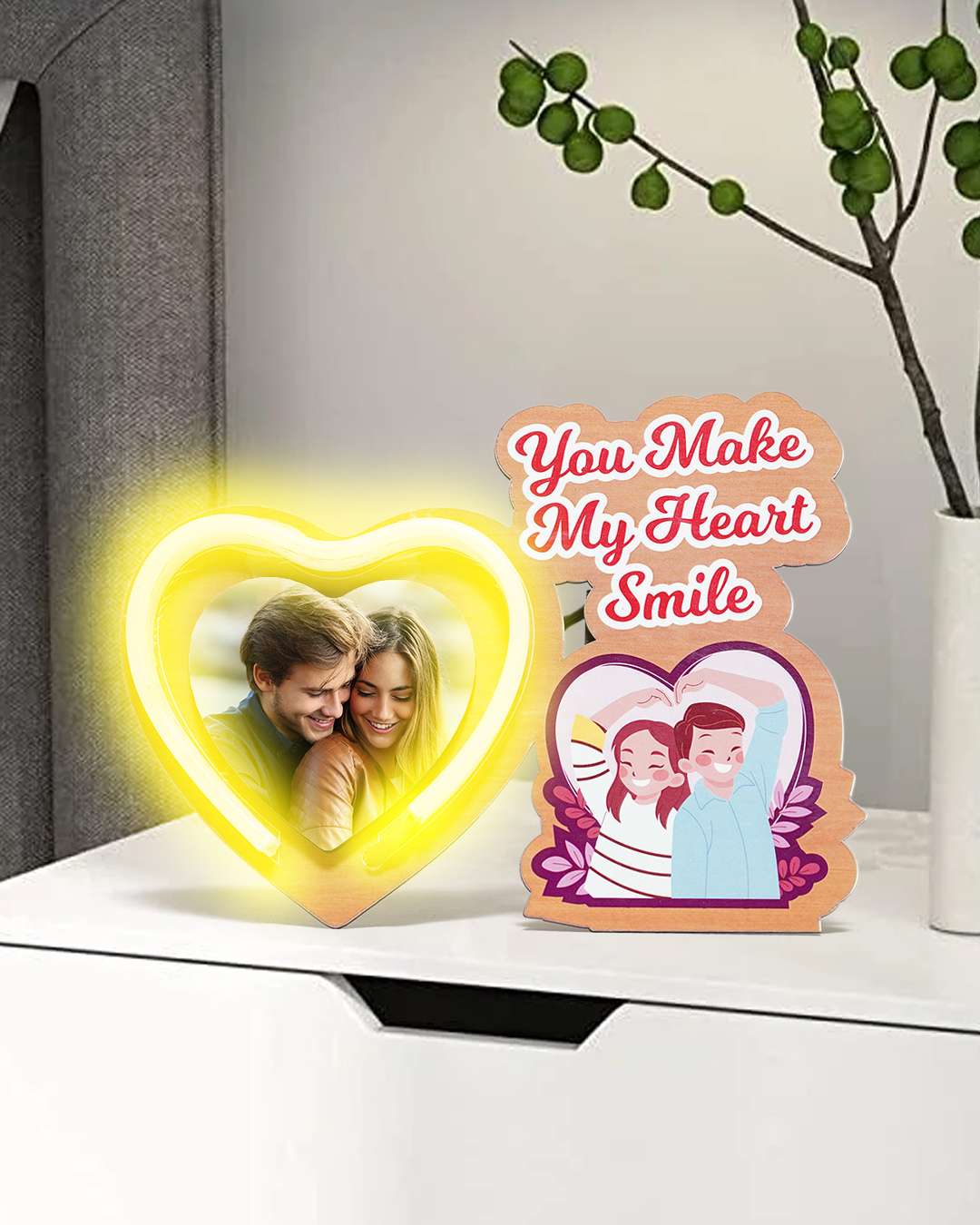 You make my HEART SMILE LED Photo Frame |  Pink