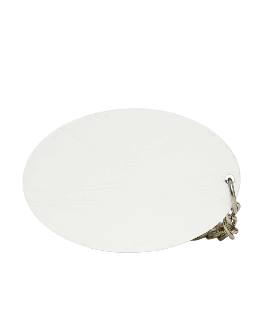 Oval Shape Polymer Key Chain | White