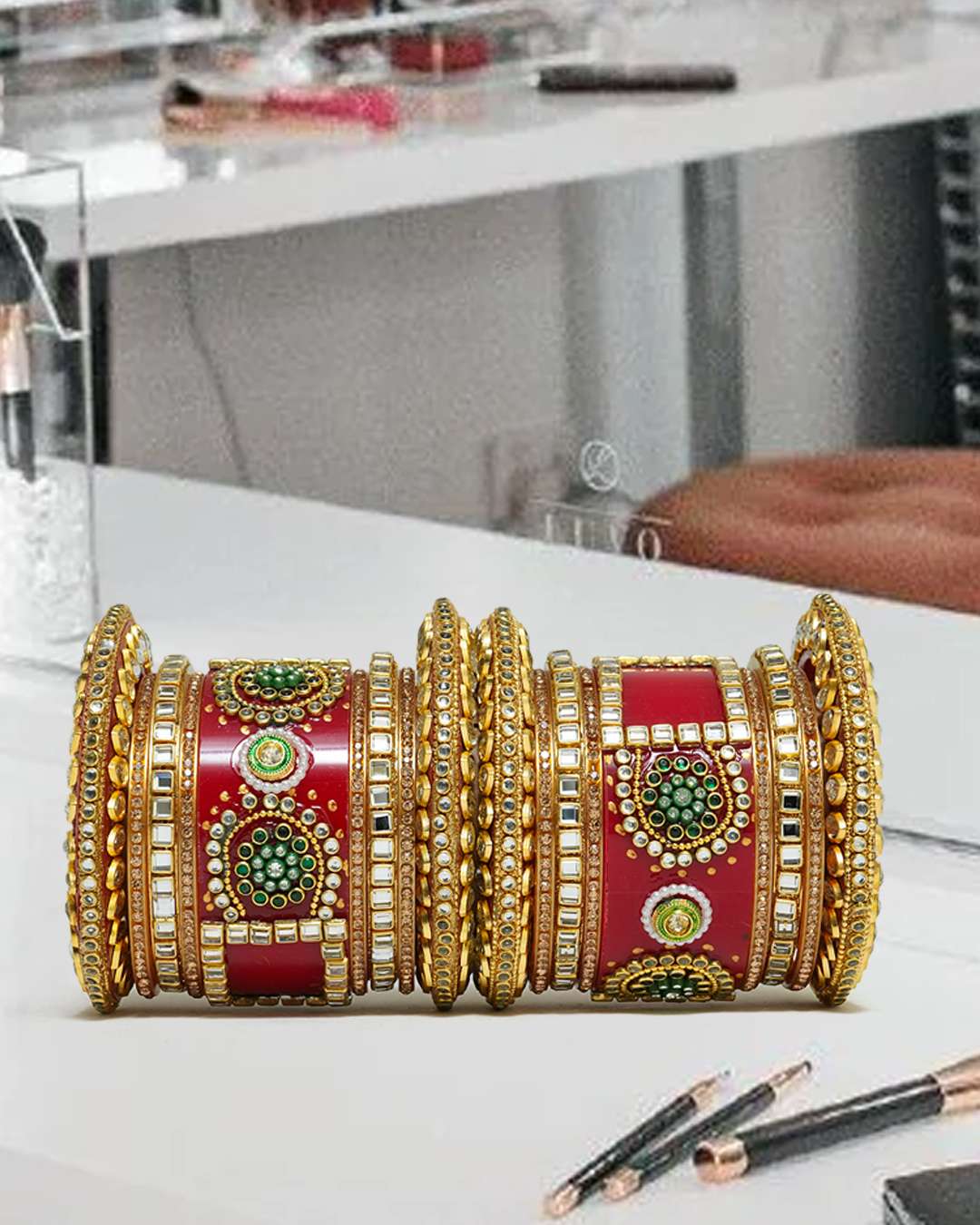 Suhag Chura Set  - Gift for Married Ladies, Wife, Mother, Mother-in-Law, Sister, Sister-in-Law, Bhabhi & to be bride | Red