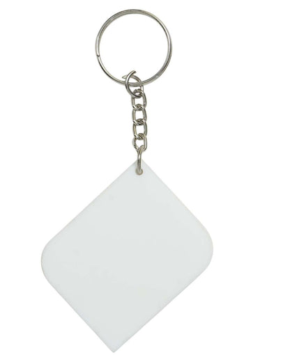 Rectangle Shape Polymer 2 side cut Key Chain  | White