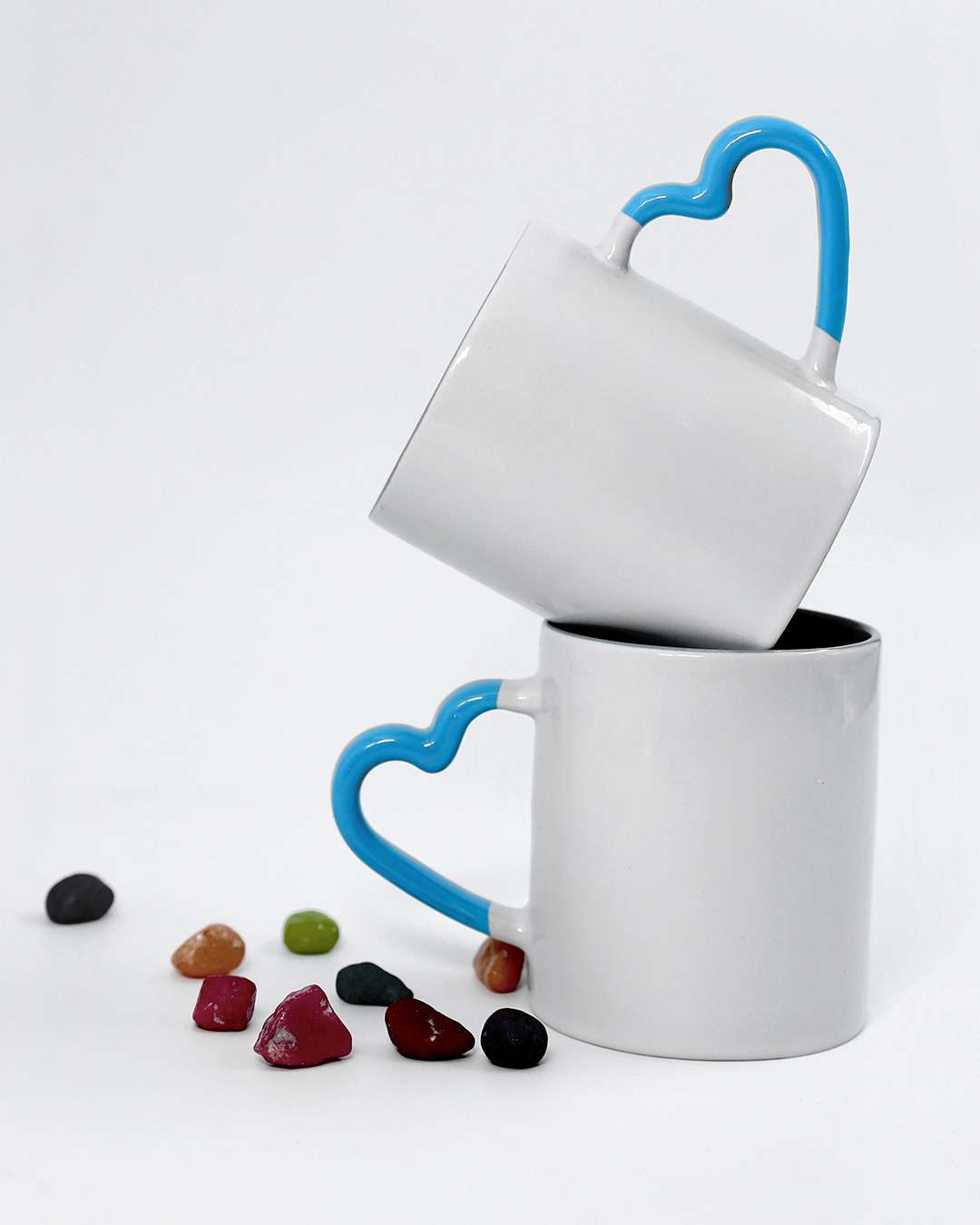Heart Handle Inner Color Mug  | Blue