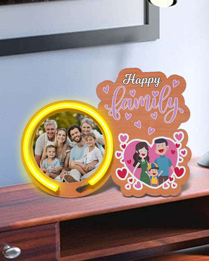 Happy Family Neon Table Frame  | Brown